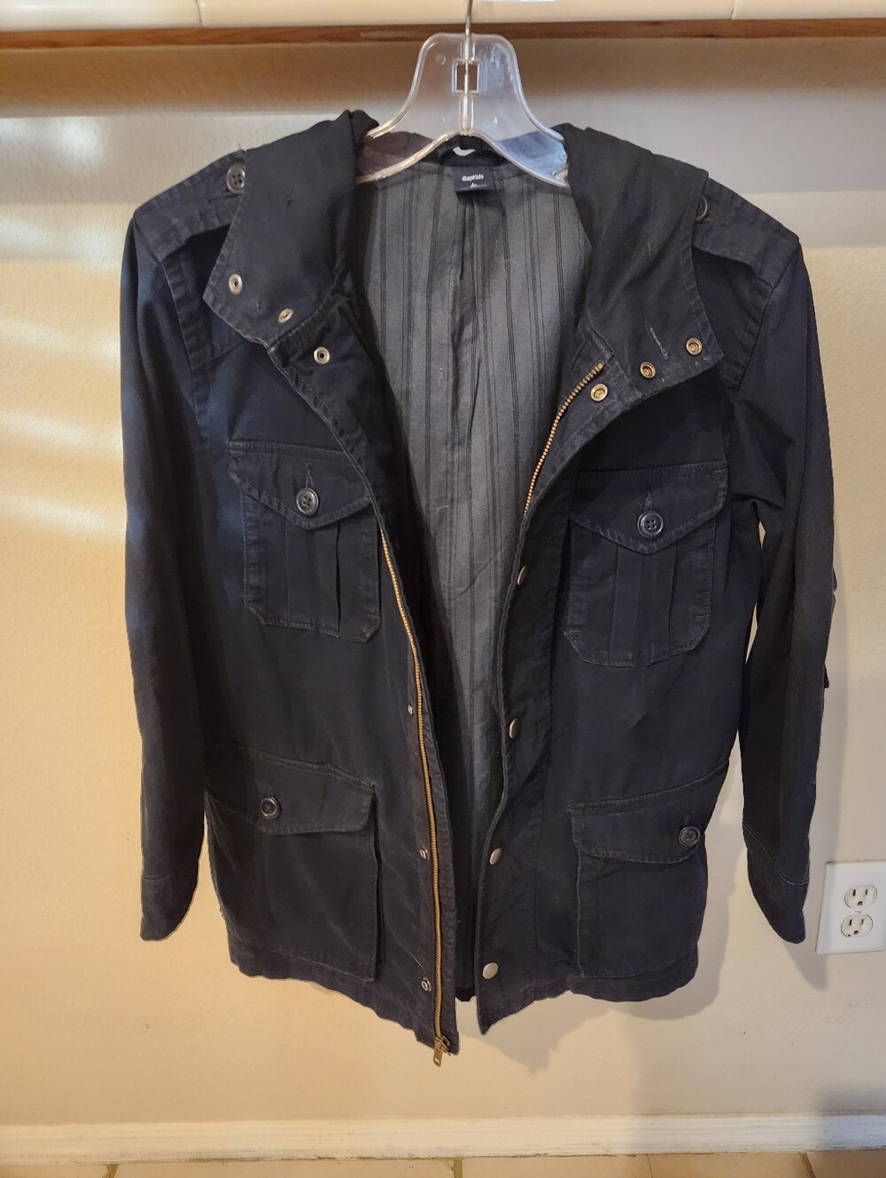 GAP Kids Dark Navy Hooded Field Jacket with Front Flap Pockets